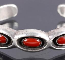 Zuni Eddy Beyuka Sterling & Oxblood Coral Bracelet