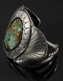 Navajo Sterling Silver & Royston Turquoise Cuff