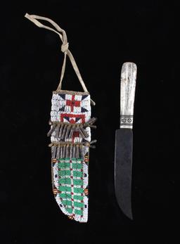 Sioux Fully Beaded Sheath & Trade Knife