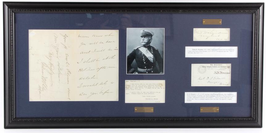 US Civil War General's Signatures Framed RARE