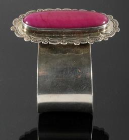 A. Marion Navajo Rhodochrosite & Sterling Cuff