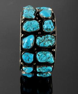 Navajo Raw Sleeping Beauty Turquoise Nugget Cuff