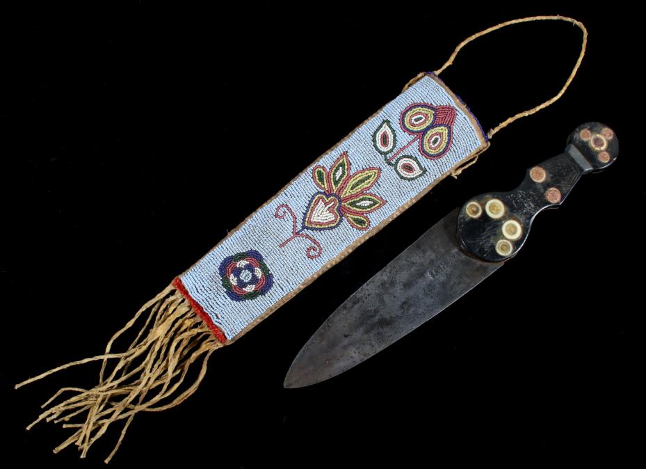 Cree American Indian Dag Knife & Sheath c. 1840-50