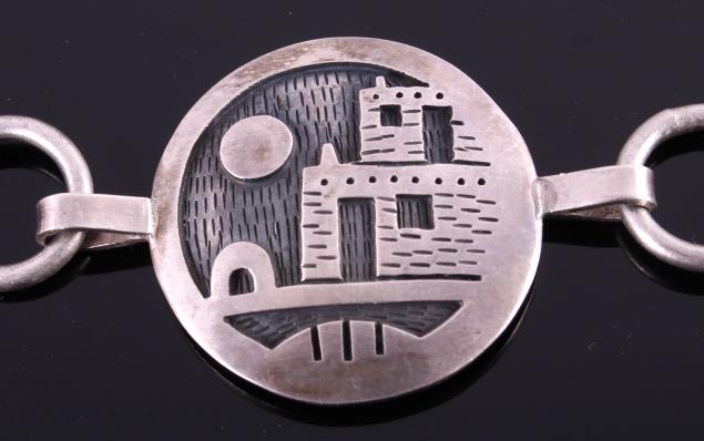 Hopi Sterling Silver Pictograph Concho Belt HEAVY