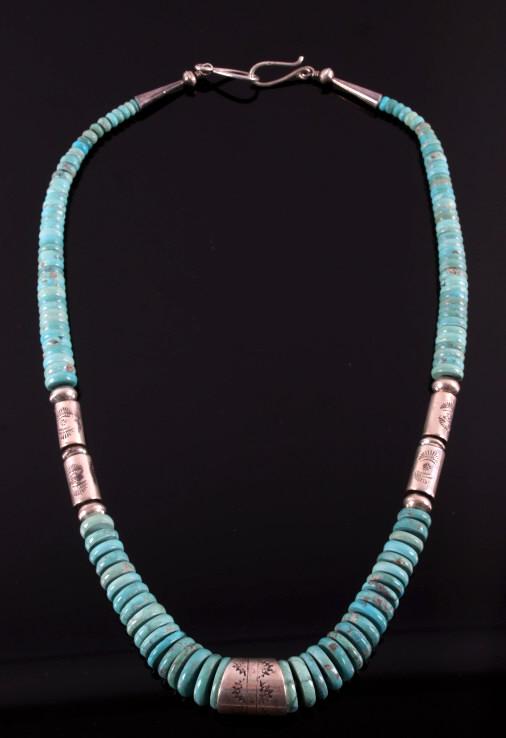 Signed Navajo TurquoiseMountain Discoidal Necklace