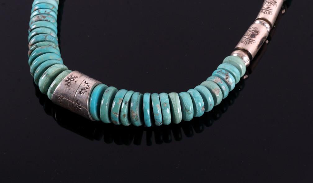 Signed Navajo TurquoiseMountain Discoidal Necklace