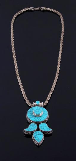 Lone Mountain Spider Web Turquoise Necklace