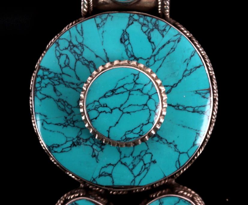 Lone Mountain Spider Web Turquoise Necklace