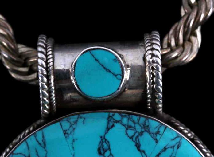 Lone Mountain Spider Web Turquoise Necklace