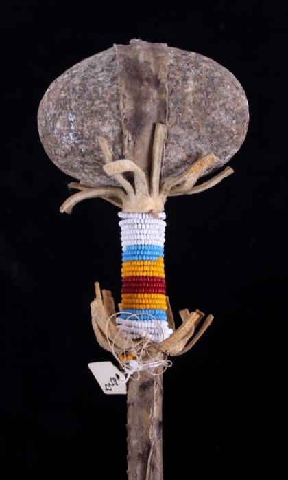 Sioux Beaded Stone Head War Club c. 1900-