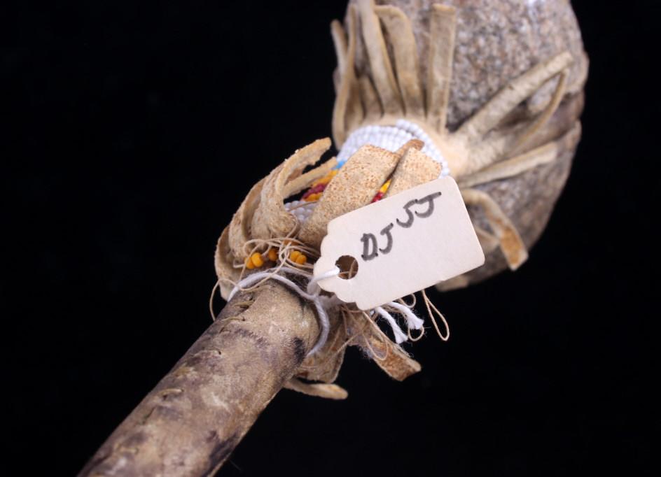 Sioux Beaded Stone Head War Club c. 1900-