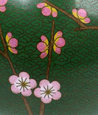 Green Chinese Cherry Blossom Cloisonne Vase