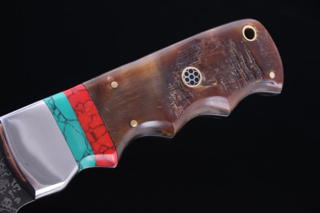 Montana Territory Knives Wave Damascus & Turquoise