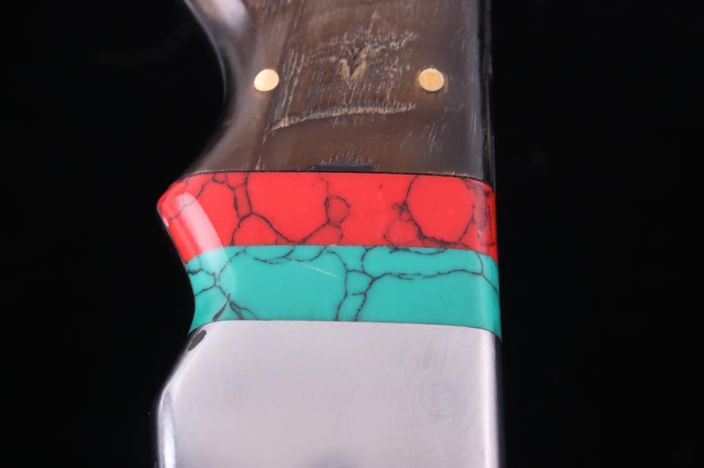 Montana Territory Knives Wave Damascus & Turquoise