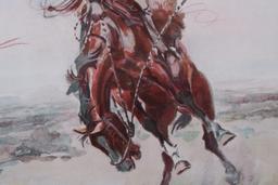 Original C.M. Russell Chromolithograph A Bad Hoss