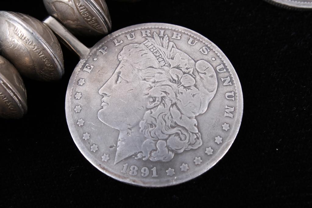 Navajo Morgan Silver Dollar Squash Blossom c. 1940