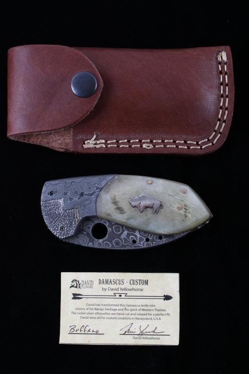 Navajo David Yellowhorse Damascus Buffalo Knife