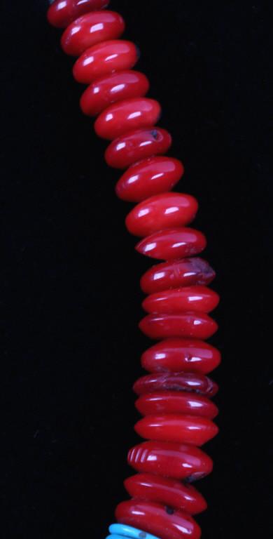 Navajo T&R Singer Discodial Branch Coral Necklace