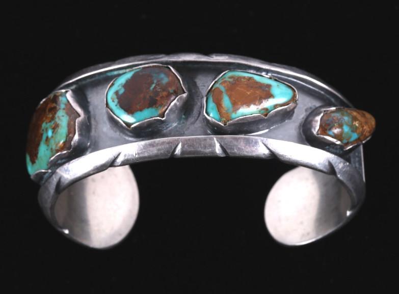 Navajo King's Manassa Turquoise Sterling Bracelet