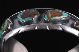 Navajo King's Manassa Turquoise Sterling Bracelet