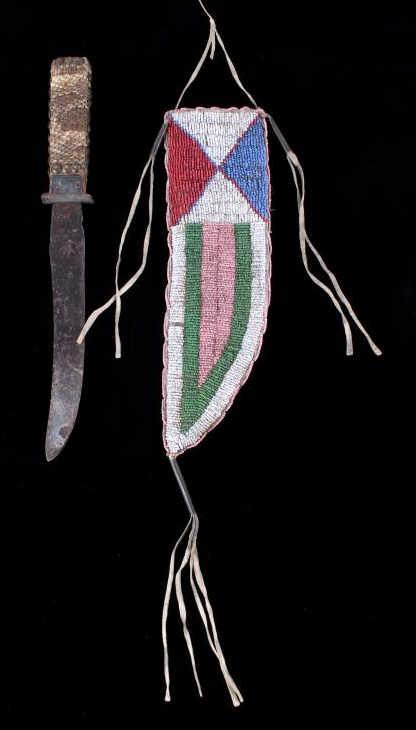 Wyoming Arapaho Beaded Sheath & Trade Knife 19th C