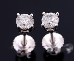 Vintage Estate Diamond & 18K Gold Stud Earrings