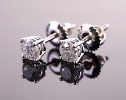 Vintage Estate Diamond & 18K Gold Stud Earrings