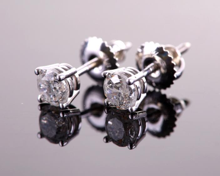 Vintage Estate Diamond & 18K Gold Stud Earrings