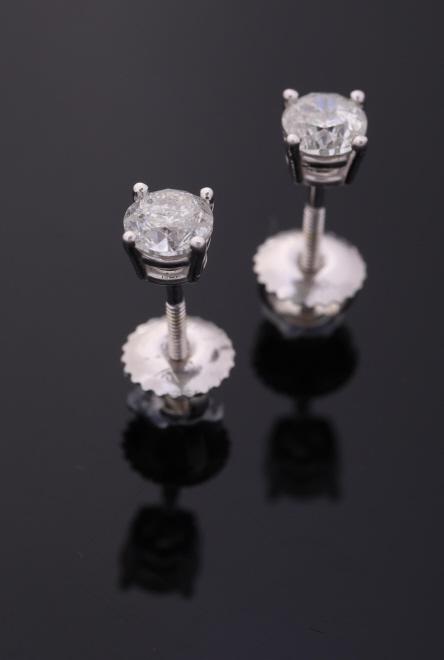 Vintage Estate Diamond & 18K Gold Stud Earrings