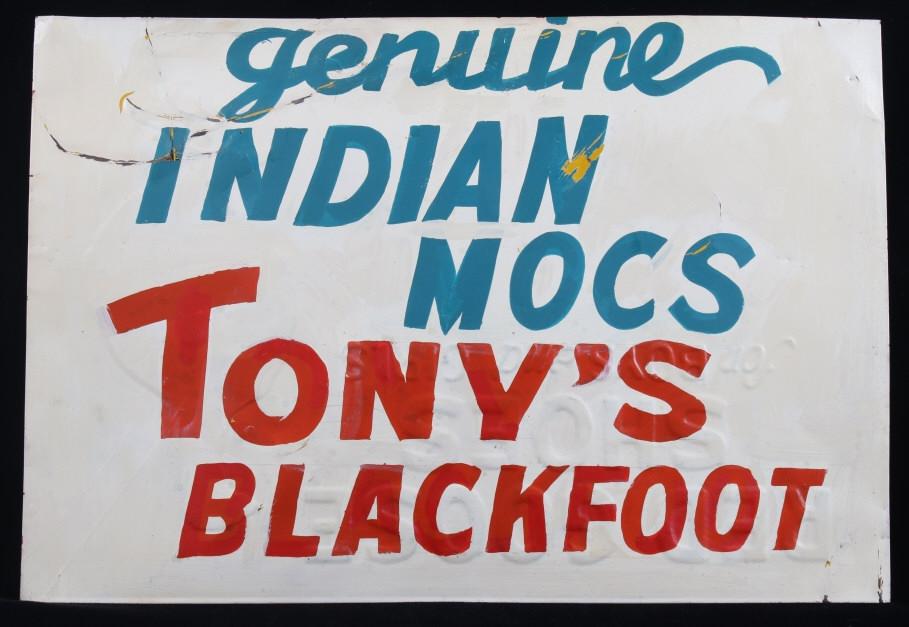 Indian Trading Post Sign - Tony's Blackfoot 1906-