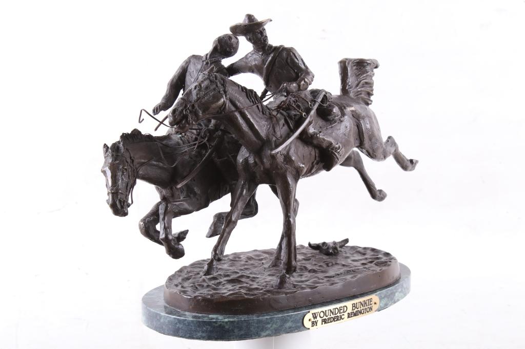 Frederic Remington Wounded Bunkie Western Bronze