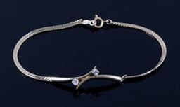 14K Gold & Diamond Herringbone Bracelet