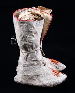 Crow Beaded High-Top Child's Moccasins c.1890-1900