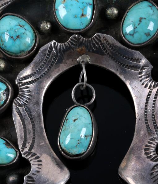 Navajo Carico Lake Silver Squash Blossom Necklace