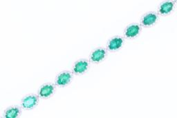 Luxury 8.21 ct Emerald & 2.56 Diamond 14K Bracelet