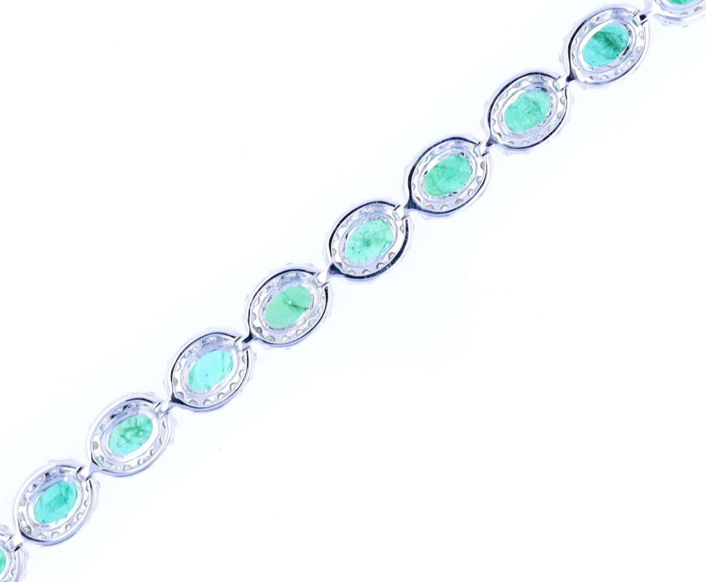 Luxury 8.21 ct Emerald & 2.56 Diamond 14K Bracelet