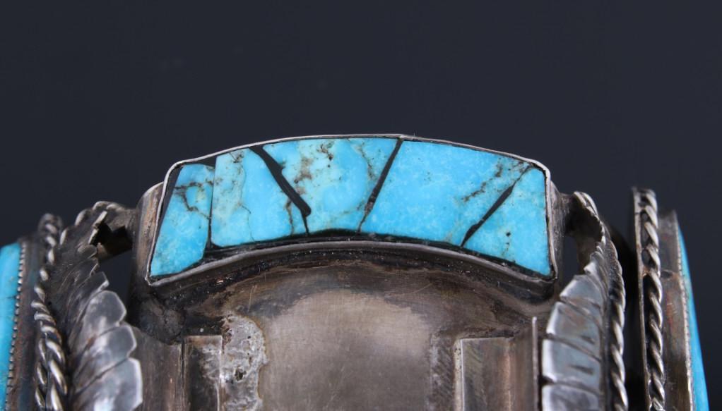 Navajo Sterling & Turquoise Bracelet Signed