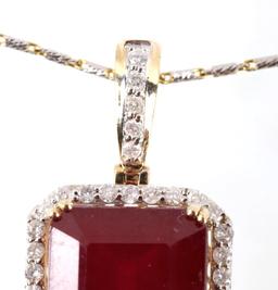 26.47 ct. Ruby & Diamond 14K Gold Necklace