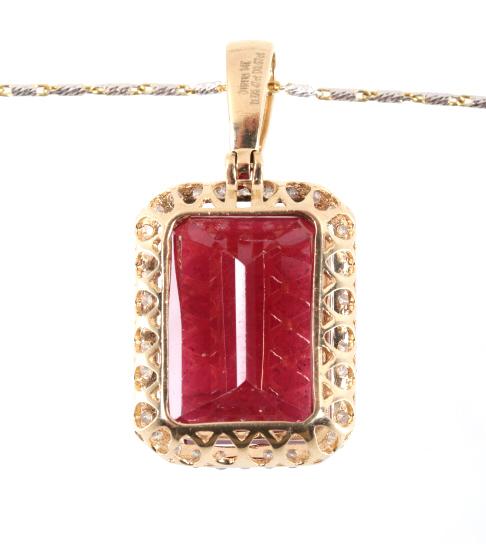 26.47 ct. Ruby & Diamond 14K Gold Necklace