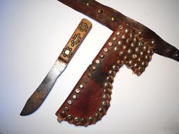 Blackfoot Scout's Tacked Belt, Sheath & Knife 1880