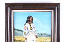 1980 Original Signed J Burr Native Woman Painting