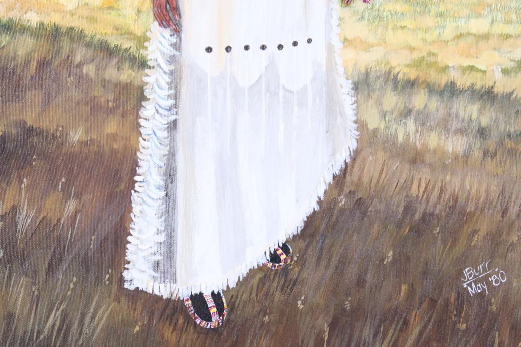 1980 Original Signed J Burr Native Woman Painting