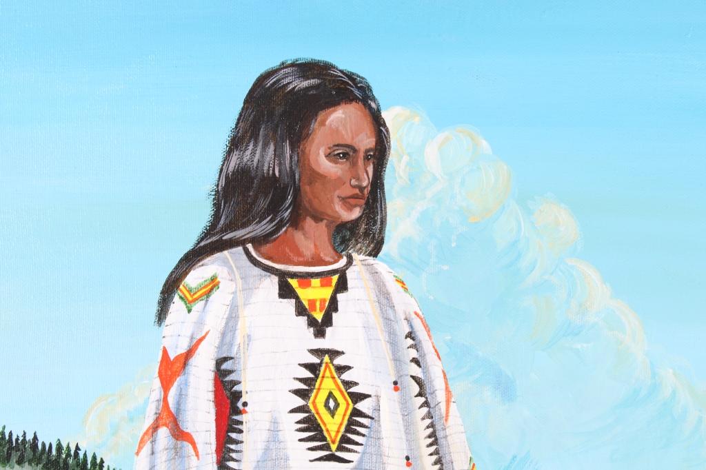 1980 Original Signed J Burr Native Woman Painting