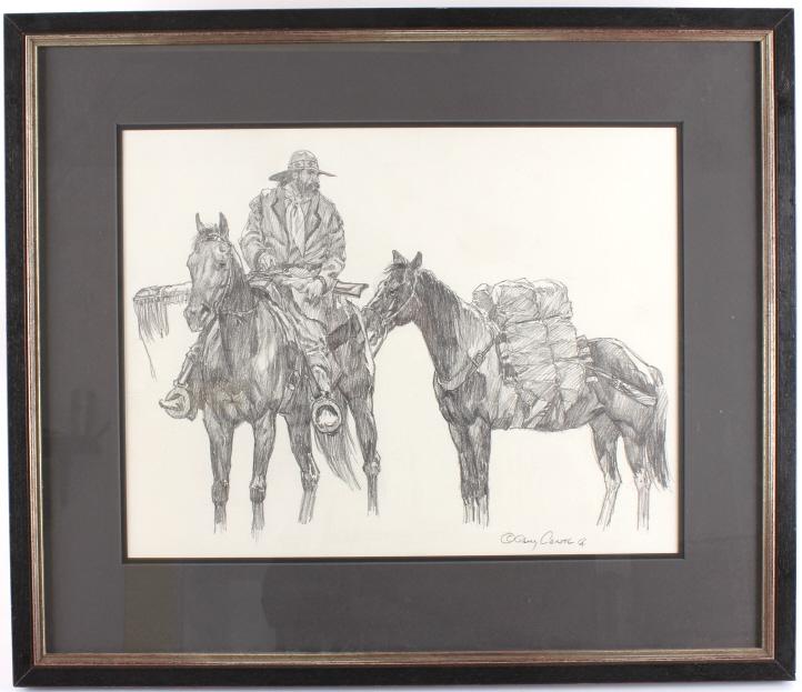 Gary Carter (1939-) Original Mountain Man Drawing