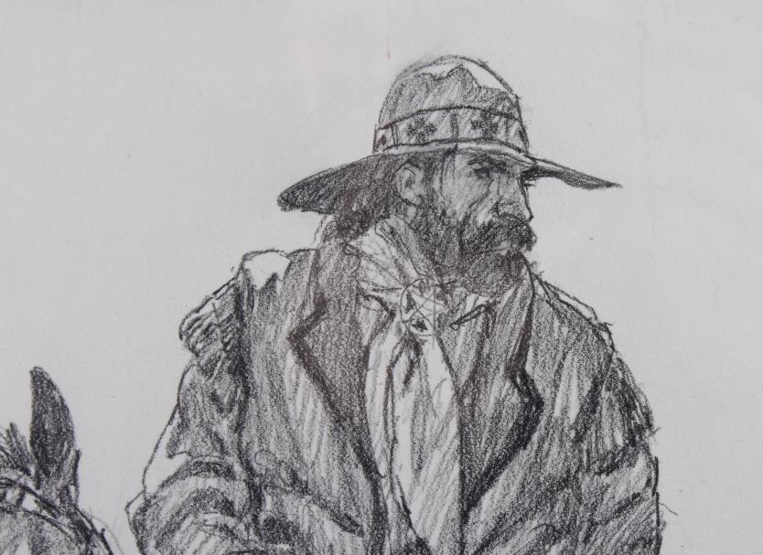 Gary Carter (1939-) Original Mountain Man Drawing