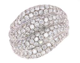 Modern 2.86ct Diamond Pave Set Wave 18K Ring