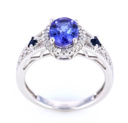 AAA Quality Tanzanite & Diamond 14K Ring