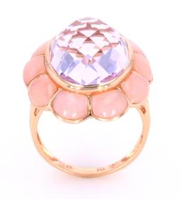 Amethyst and Pink Opal 14K Gold Ring