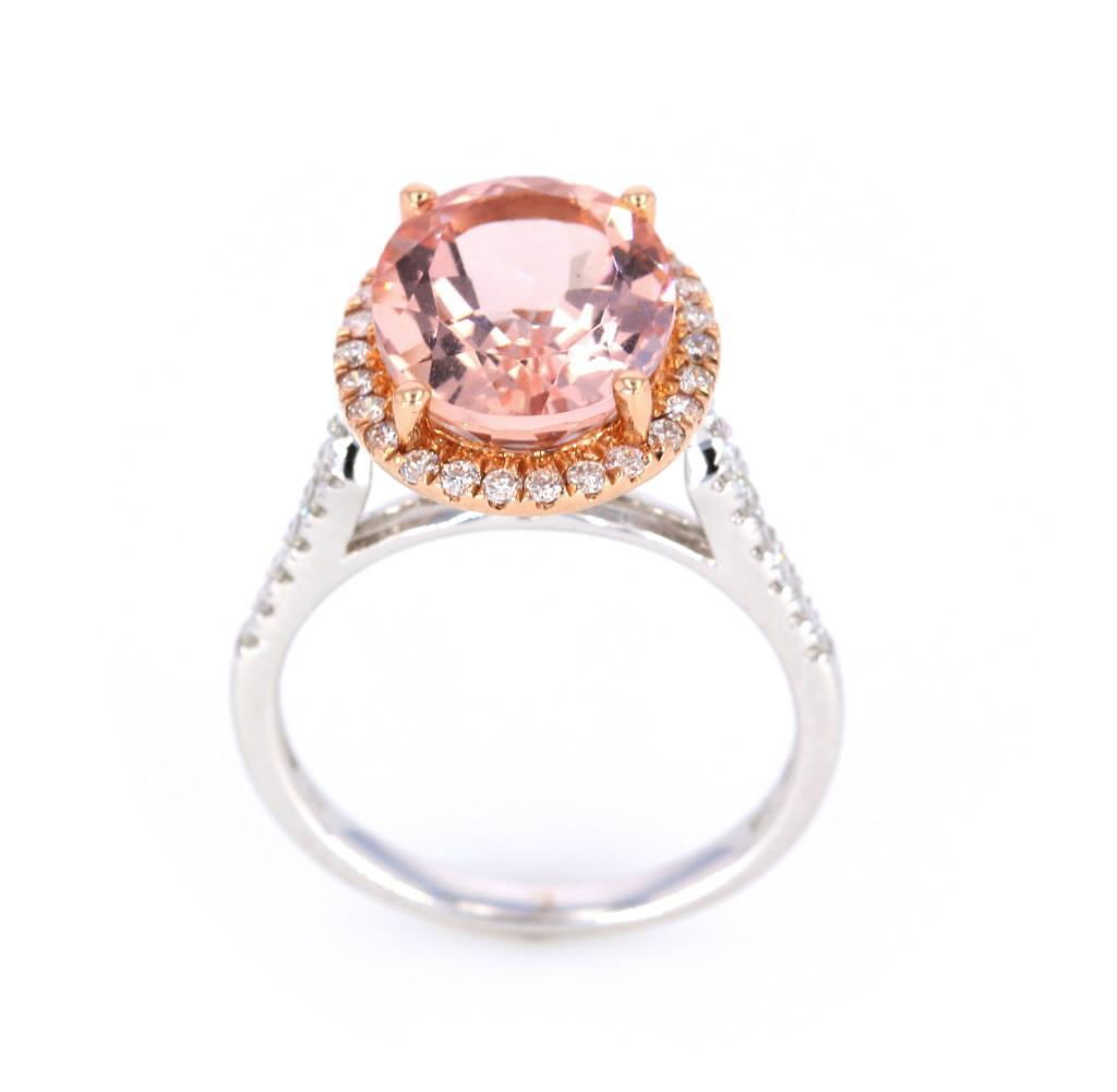 Morganite & Diamond 14K Rose and White Gold Ring