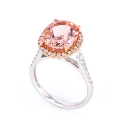 Morganite & Diamond 14K Rose and White Gold Ring